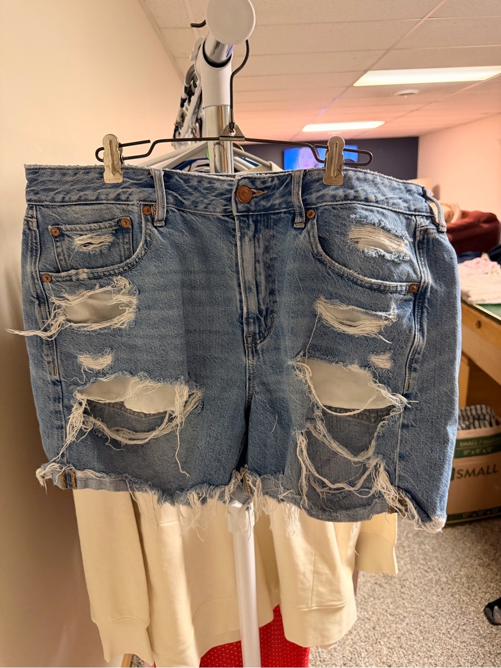 American Eagle Outfitters Light Blue Distressed Denim Shorts